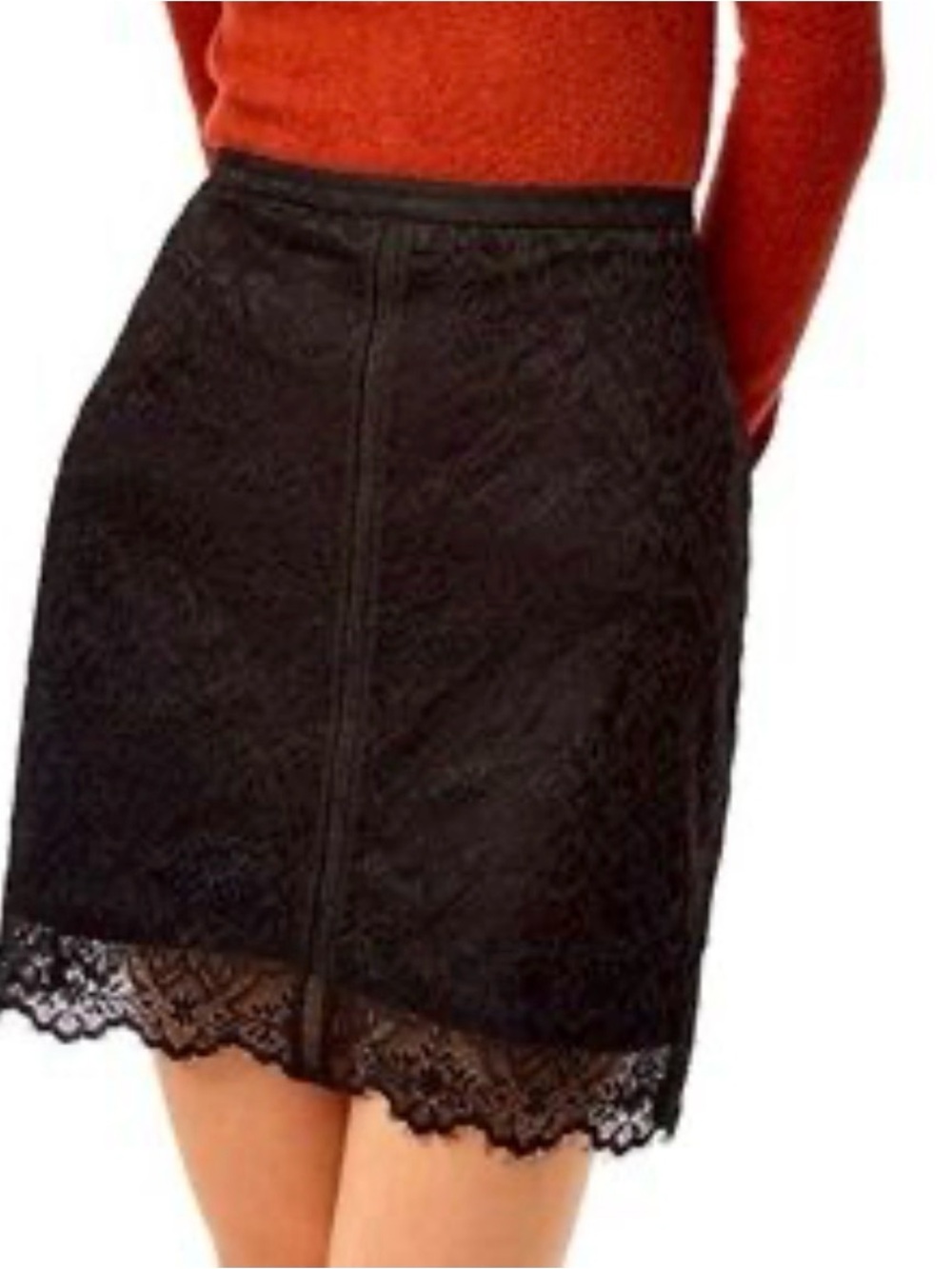 Wilfred Black Lace-Trim Mini Skirt